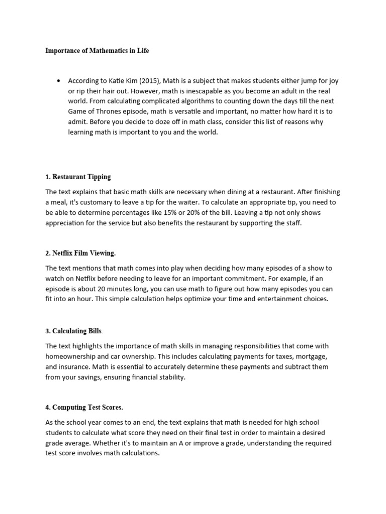 Importance of mathematics in life done pdf mathematics science