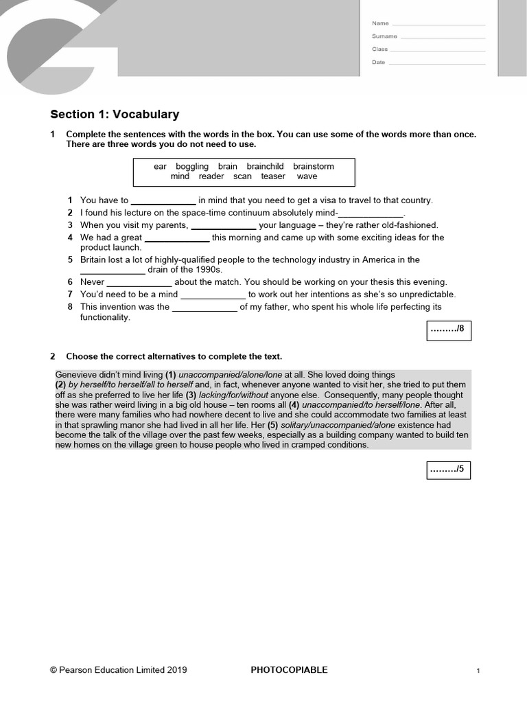 C1 Advanced Unit 9 Vocabulary Test | PDF