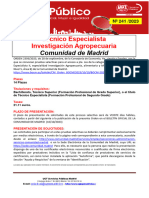 241-23 Boletin Informativo Empleo Publico Tecnico Especialista Investigacion Agropecuaria Comunidad de Madrid 10-10-2023