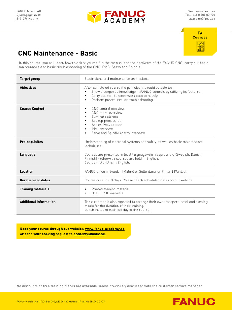 FANUC CNC Maintenance Training Course | PDF