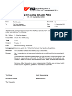 2023 Italian Grand Prix - Infringement - Car 1 - Pit Lane Speeding