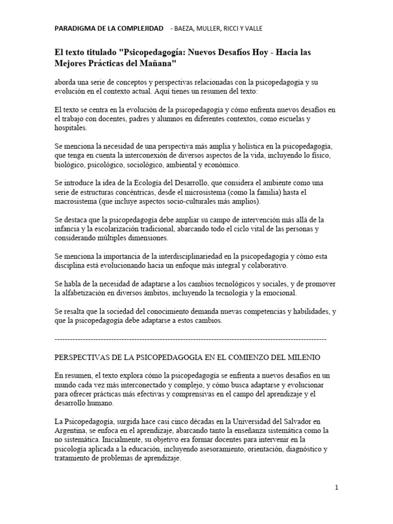 Paradigma de la Complejidad en Psicopedagogía | PDF | Ciencia y matemáticas