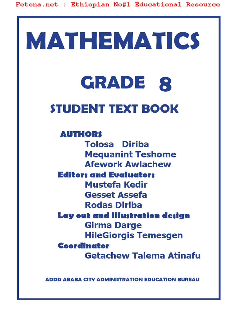 Ethiopian Grade 8 Math Textbook PDF | PDF | Teaching Methods ...