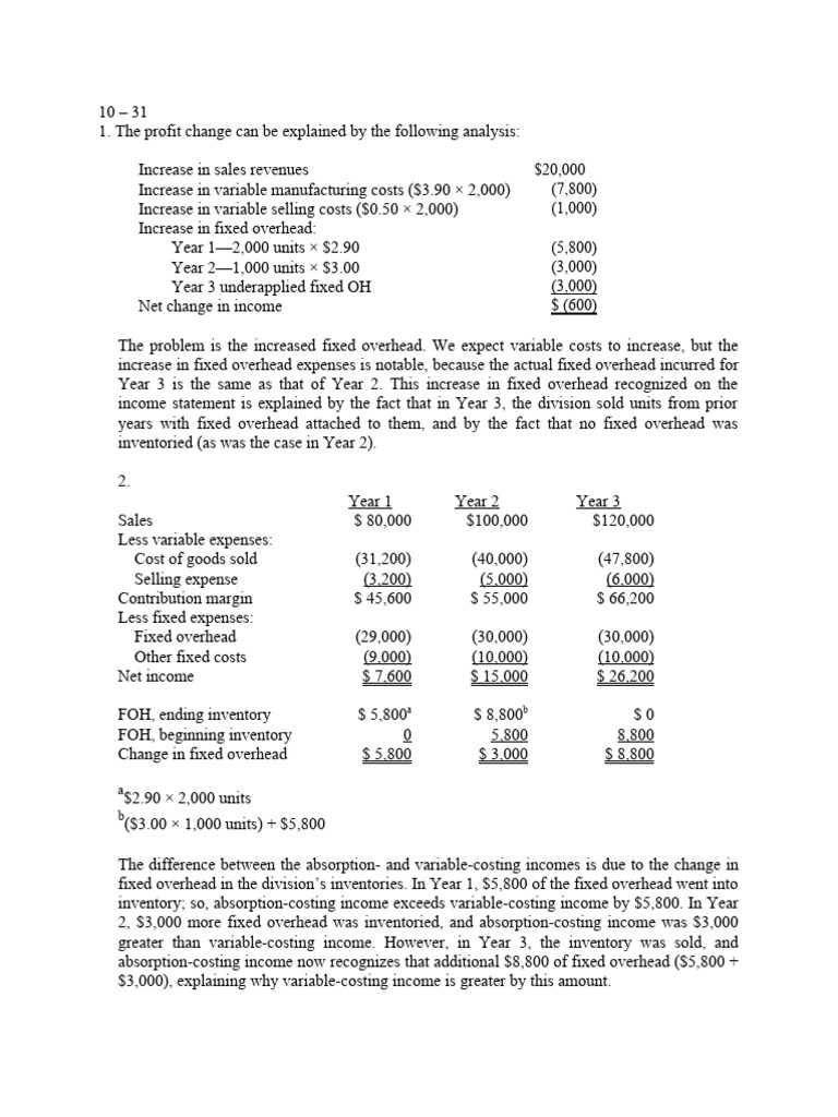 Profit Analysis: Variable vs. Fixed Costs | PDF | Financial Services ...