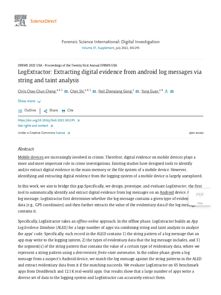 LogExtractor Extracting Digital Evidence From Android Log Messages