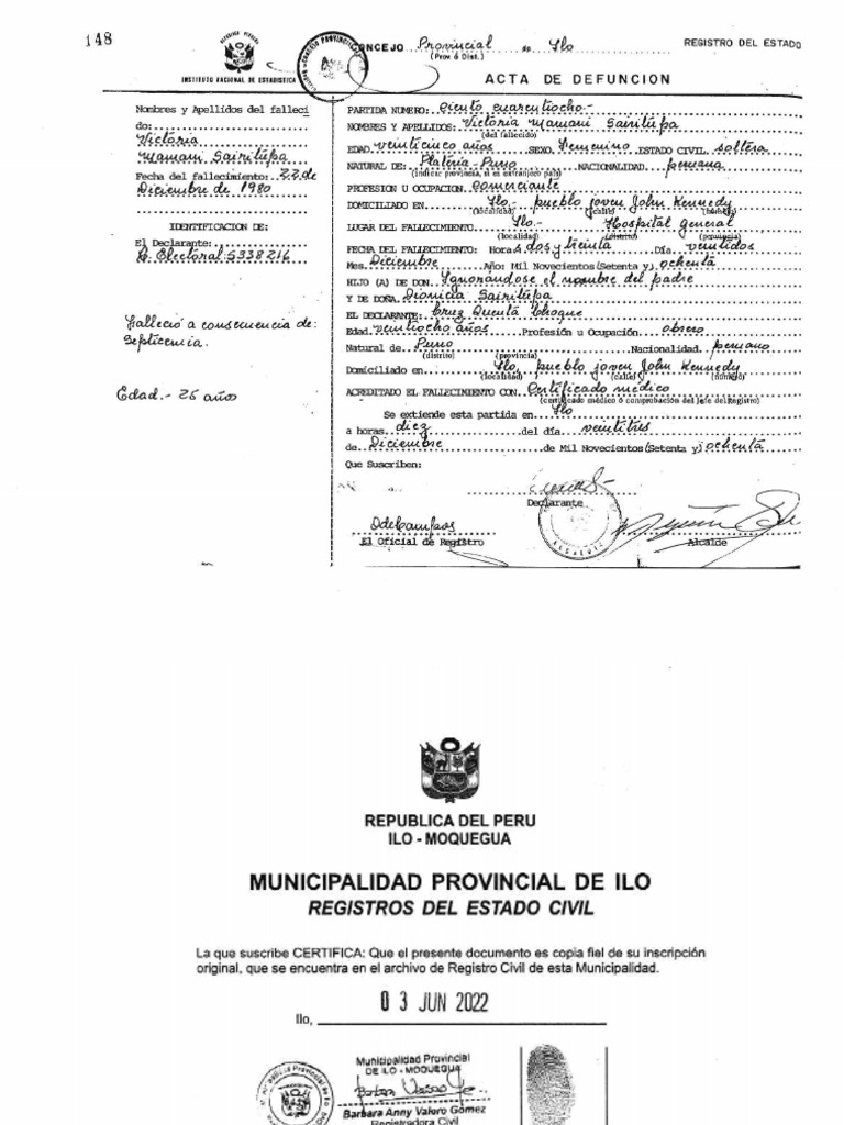 Partida de Defuncion y Matrimonio | PDF