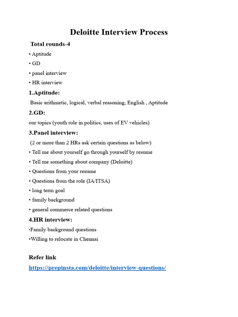 Deloitte Interview Process PDF