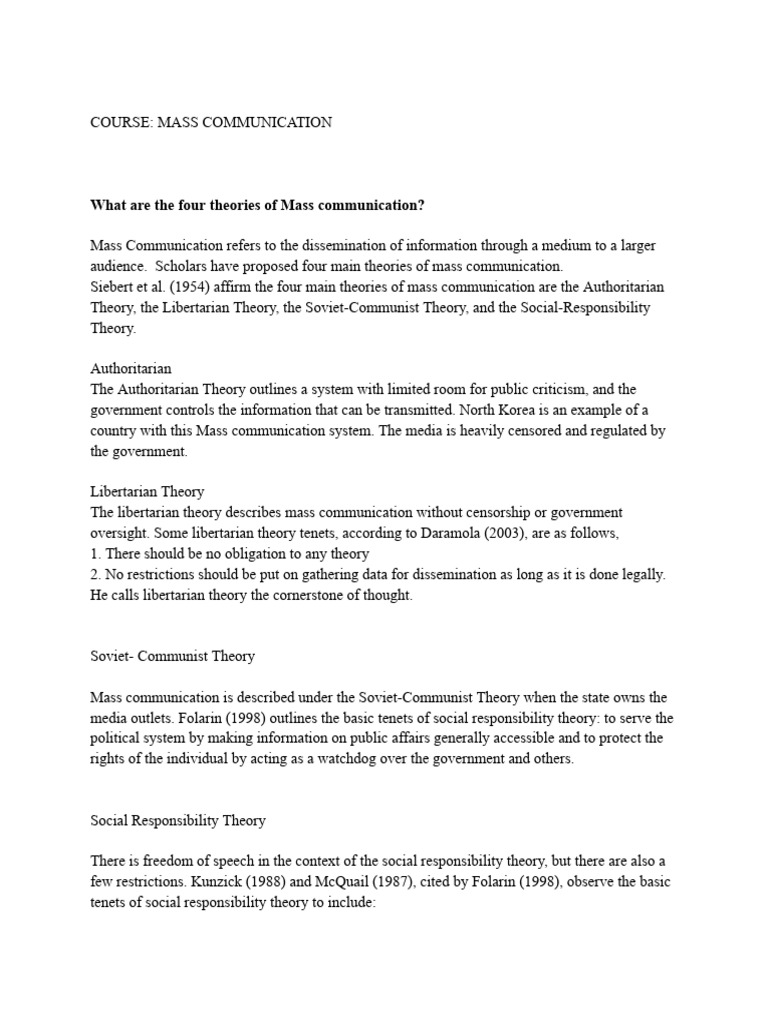 Mass Communication Assignment PDF