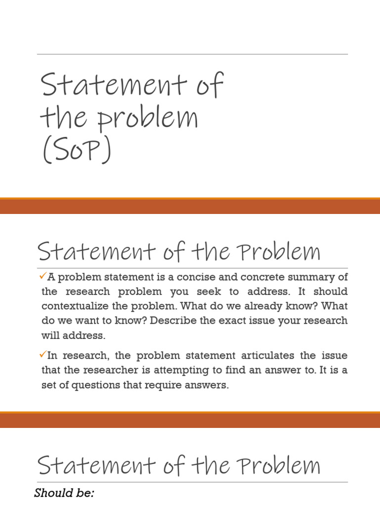 Statement of The Problem (Sop) | PDF