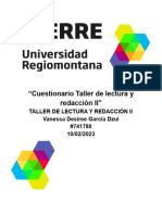 Cuestionario Taller de Lectura y Redacción II