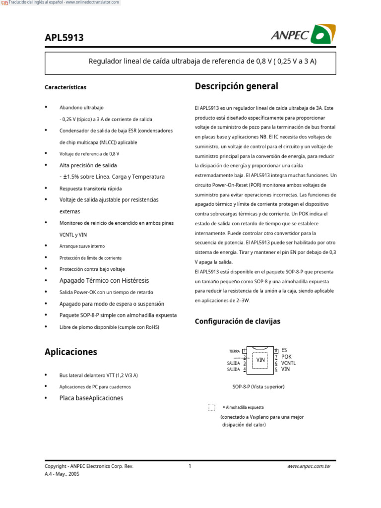 APL5913 en Es | PDF | voltaje | Ingenieria Eléctrica