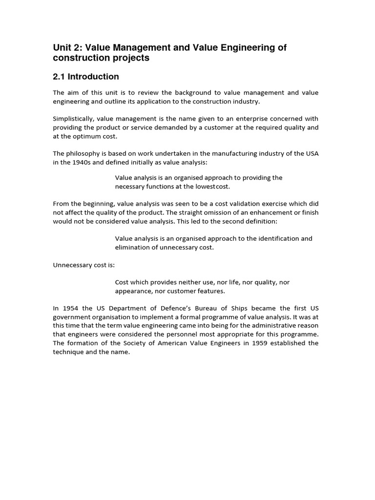 Value Management in Construction Projects | PDF | Project Management ...
