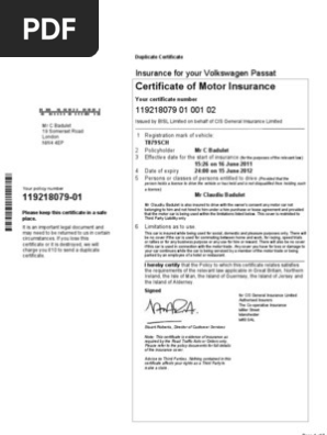 Certificate of Insurance