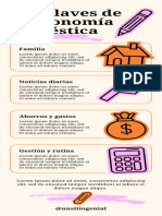 Infografía Economía Domestica Moderna Iconos Sencilla Rosa y Naranja