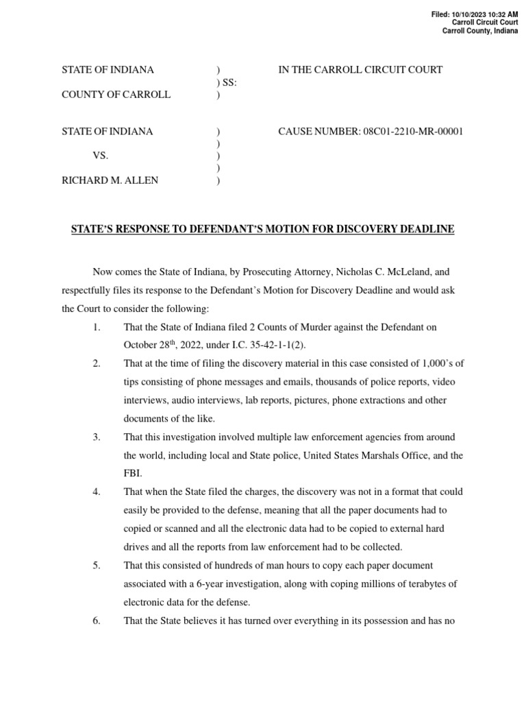 State's Response to Discovery Motion | PDF