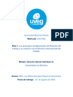 RETO 1. Los Principios Fundamentales Del Derecho Del Trabajo y Su Relación Con El Derecho Internacional Del Trabajo