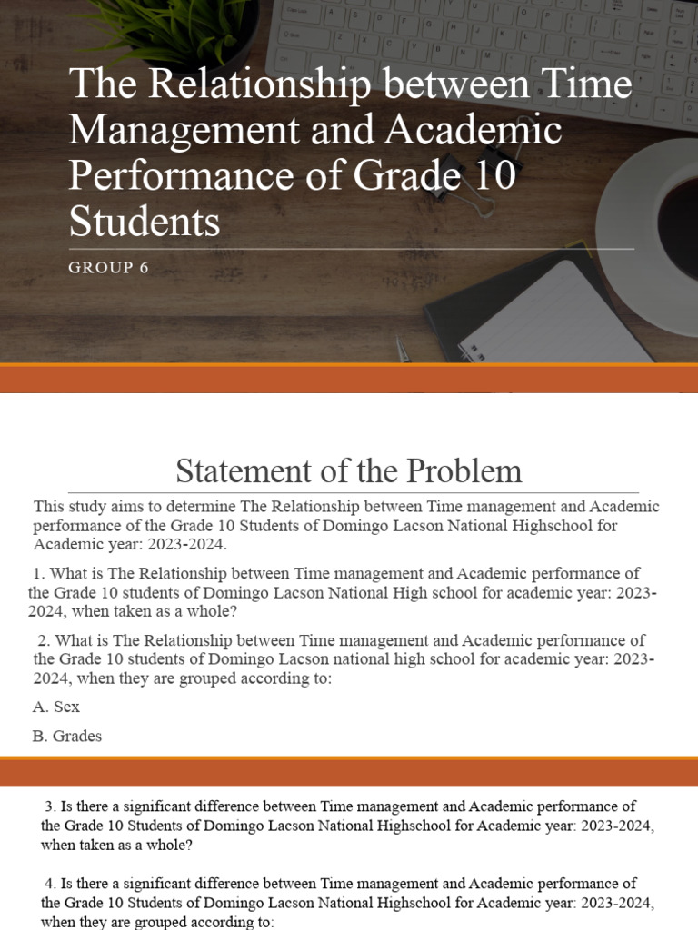 Time Management and Grade 10 Performance | PDF | Survey Methodology ...