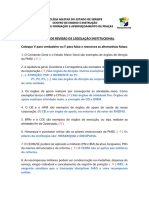 REVISÃO LEGISLAÇÃO INSTITUCIONAL - Respondido e Comentado