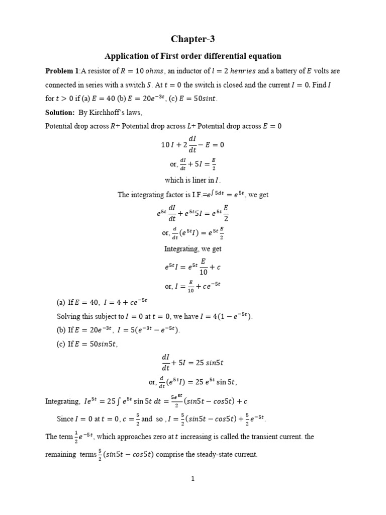 Aplication of first order differentiation equations pdf fahrenheit
