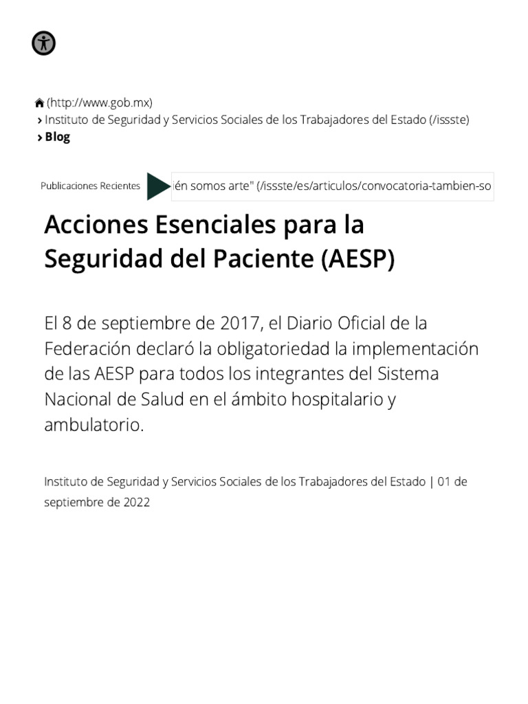 Acciones Esenciales para la Seguridad del Paciente | PDF | Relaciones ...