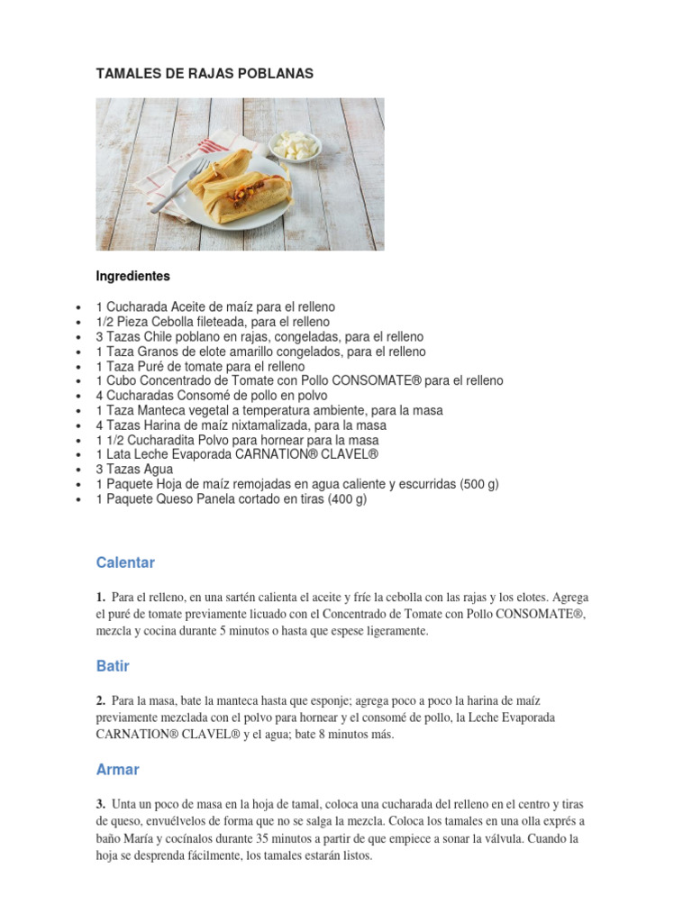 Tamales de Rajas Poblanas PDF