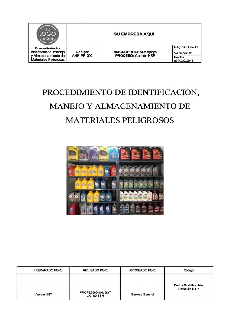 PDF Procedimiento de Identificacion Manejo y Almacenamiento de ...