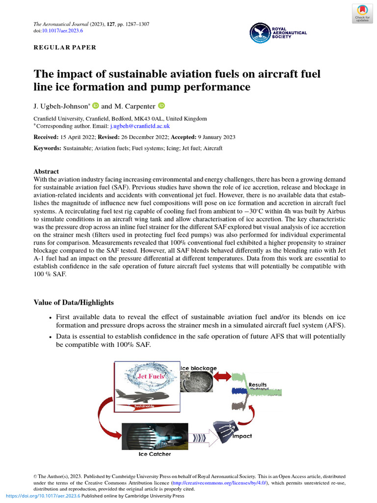 The Impact of Sustainable Aviation Fuels On Aircraft Fuel Line Ice