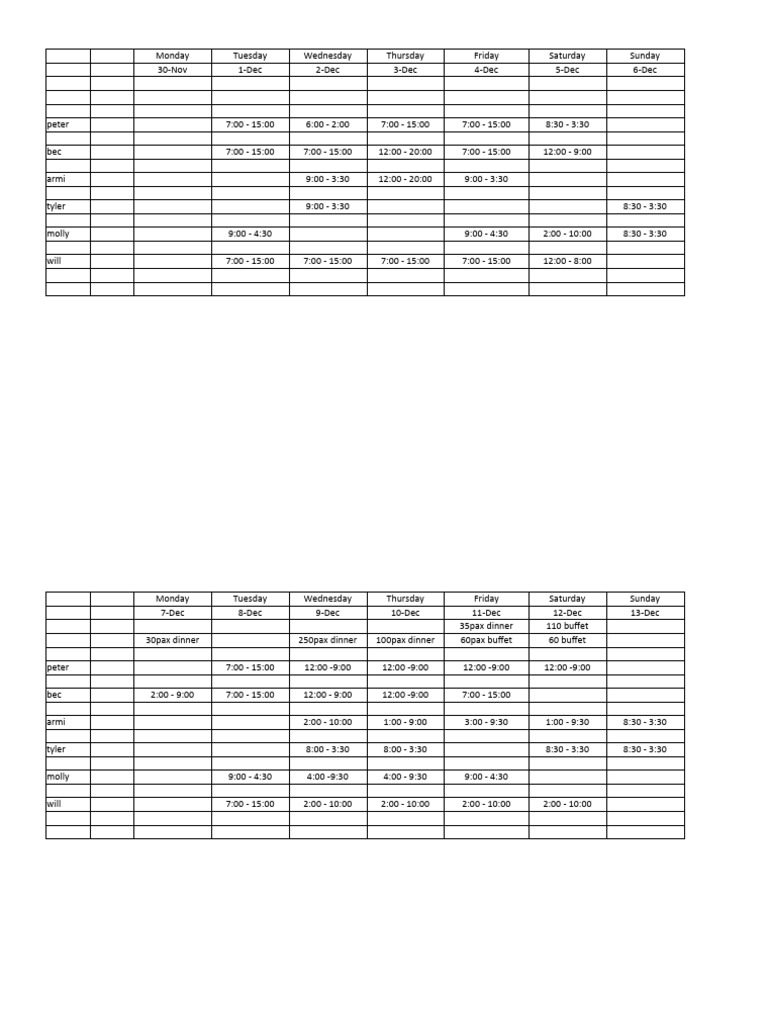 Roster Template PDF
