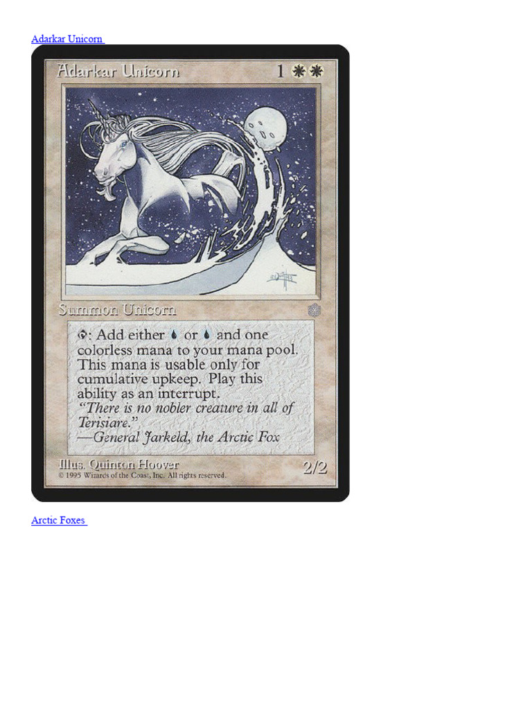 Ice Age MTG Card List Overview | PDF