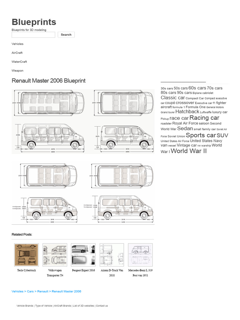 Renault Master 2006 Blueprint - Download Free Blueprint For 3D Modeling ...