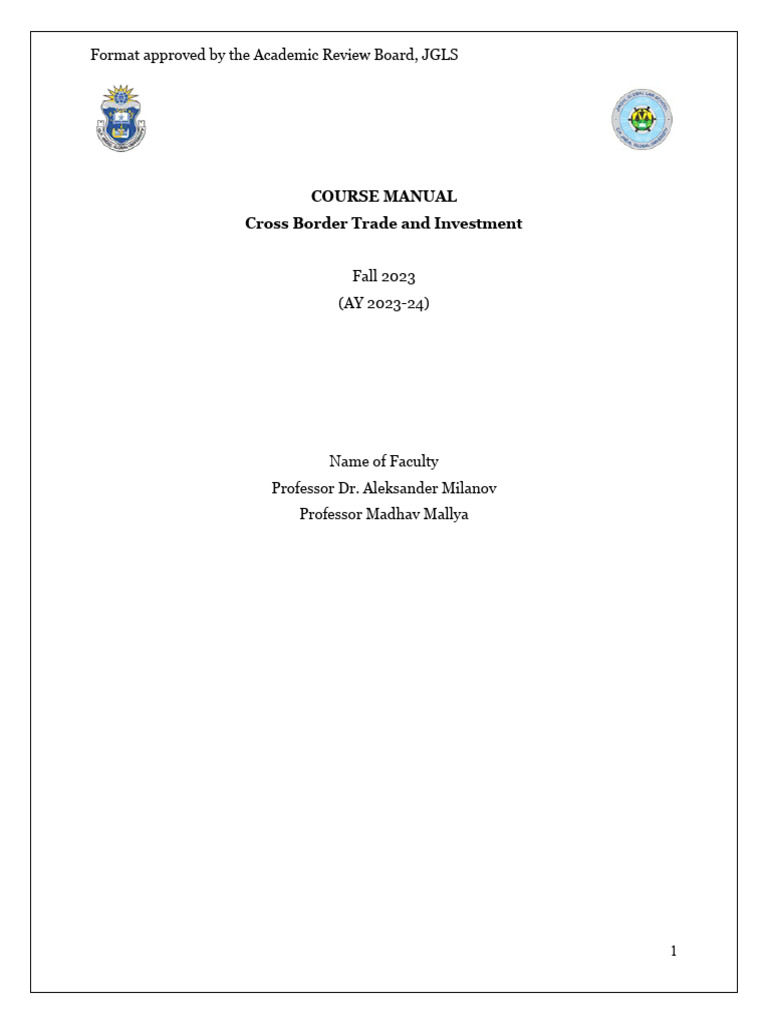 Cross Border Trade & Investment Manual | PDF
