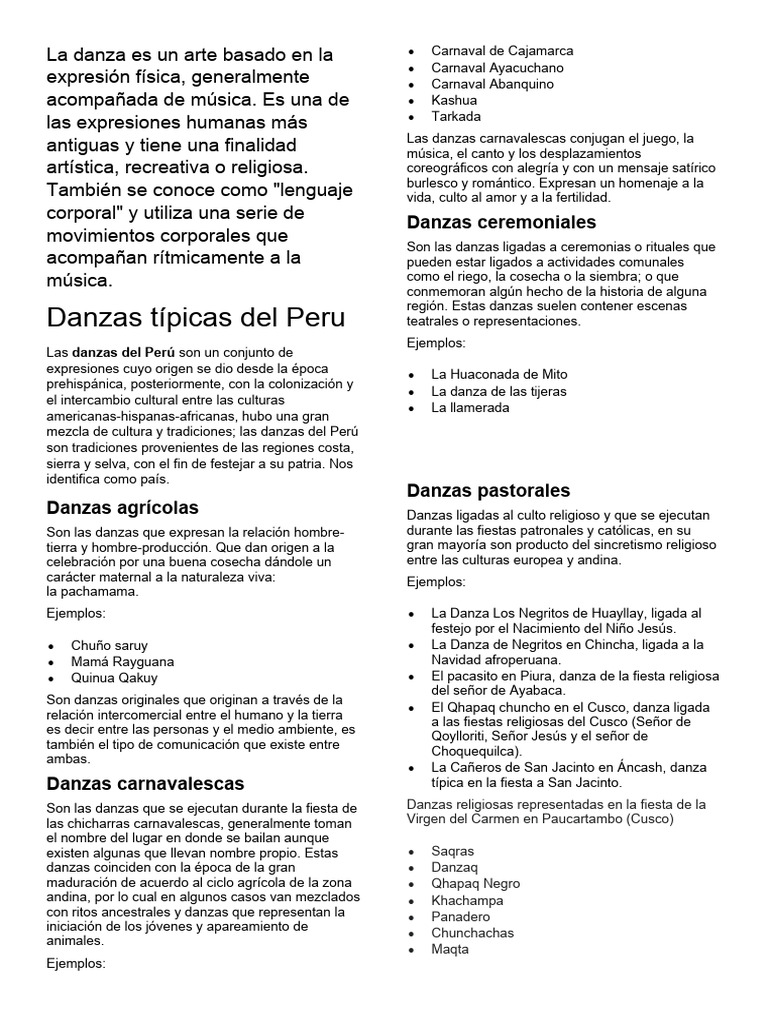 La Danza Informacion | PDF | Bailes | Las artes escénicas