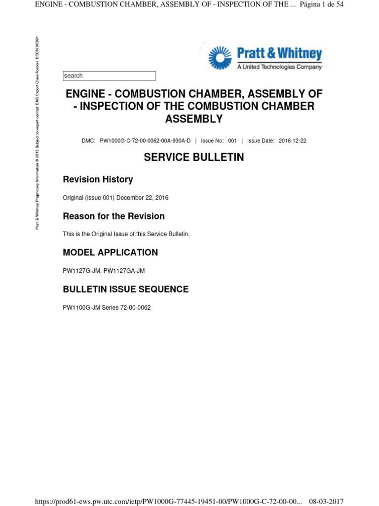 PW1000G Combustion Chamber Inspection | PDF