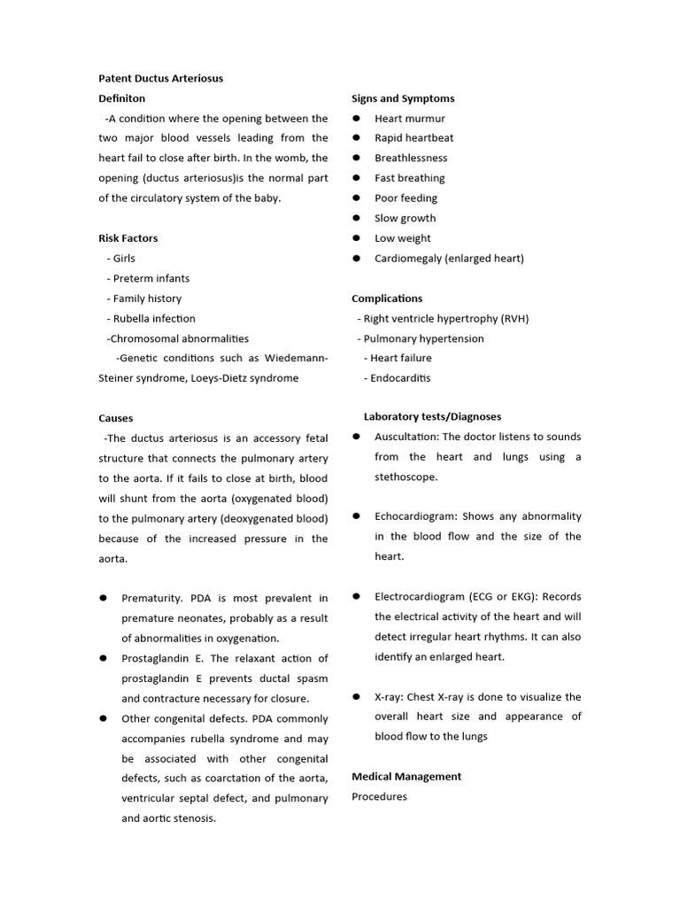 Patent Ductus Arteriosus Pdf