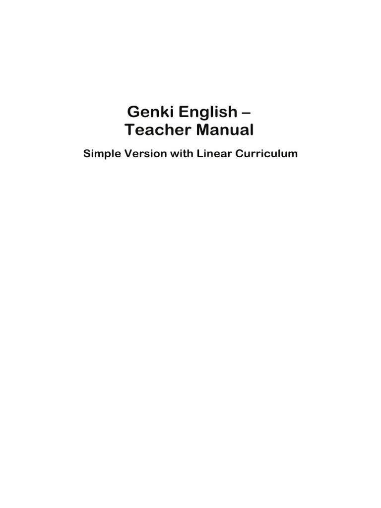 Genki English Teacher Manual PDF