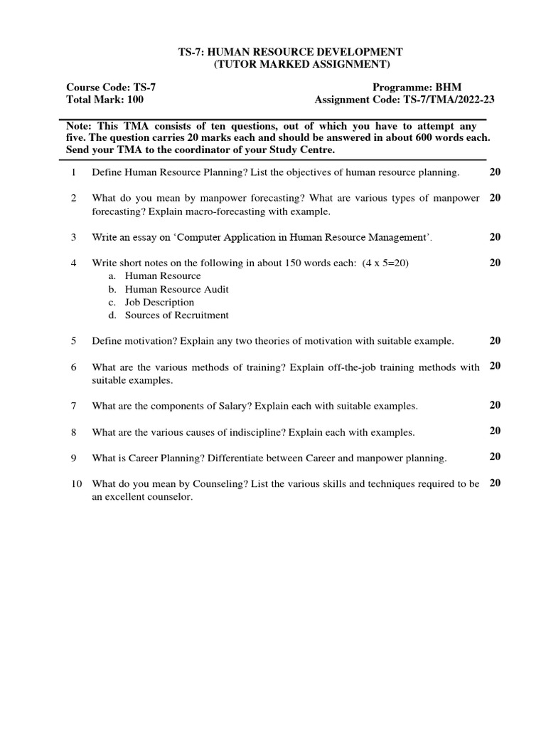 HR Development Assignment Guide | PDF