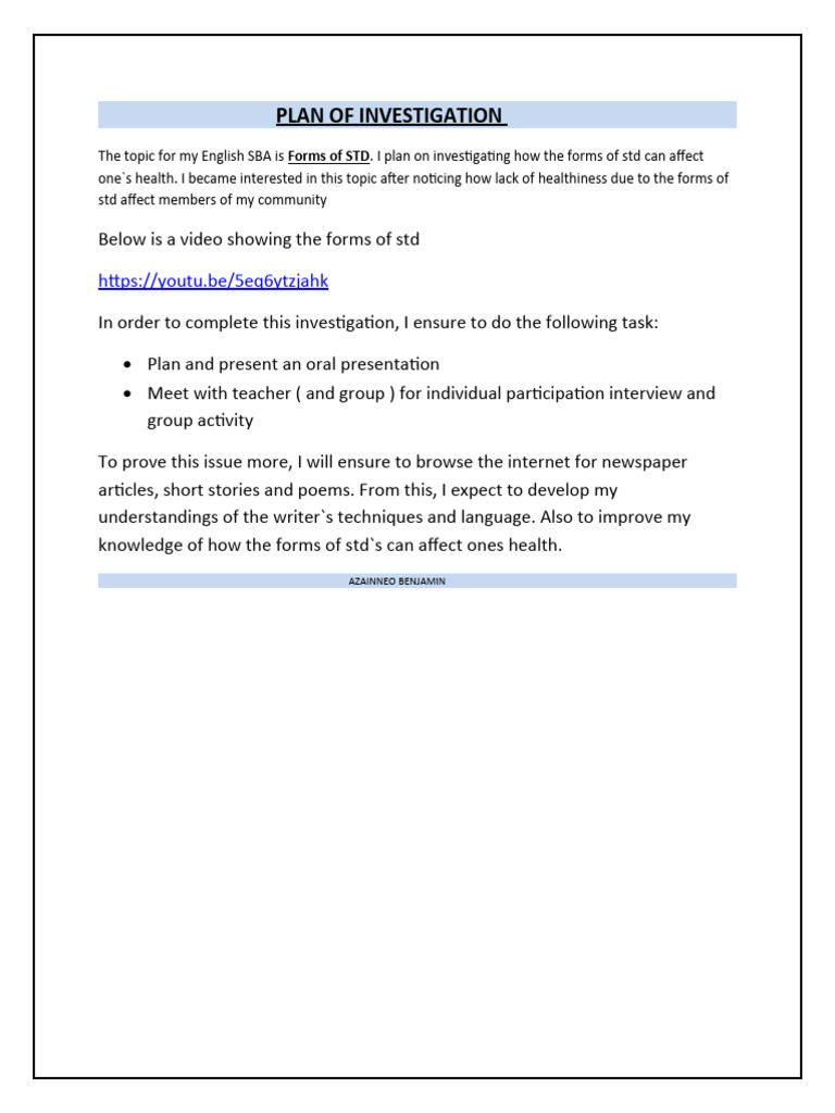 Effects of STDs on Health Investigation | PDF