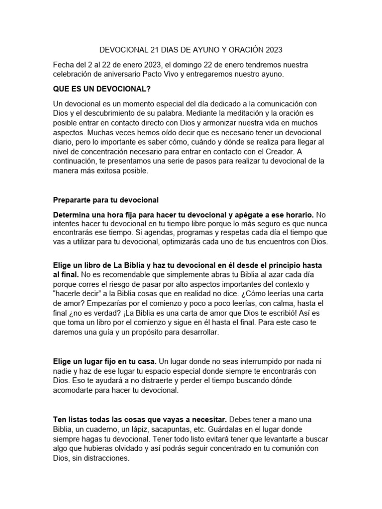 Devocional 21 Dias de Ayuno y Oración 2023 | PDF