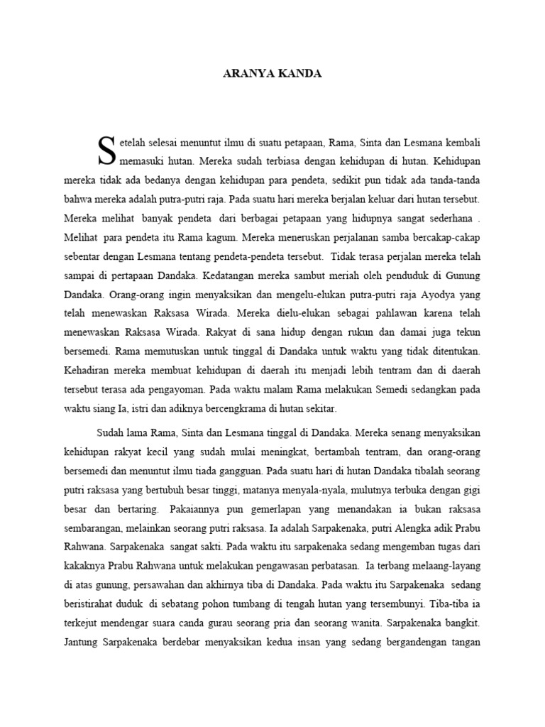 Petualangan Rama di Aranyaka Kanda | PDF | Puisi