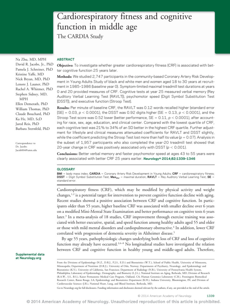Zhu Et Al. - 2014 - Cardiorespiratory Fitness and Cognitive Function I ...