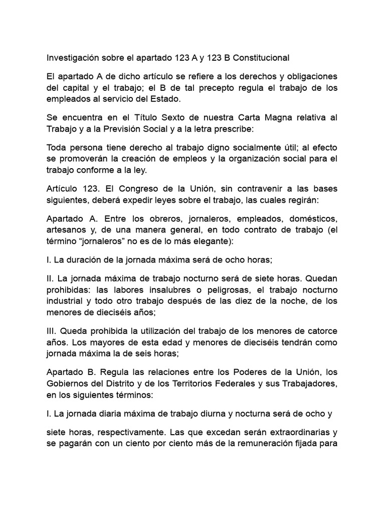 Análisis del Artículo 123 Constitucional | PDF | Derecho laboral | Gobierno