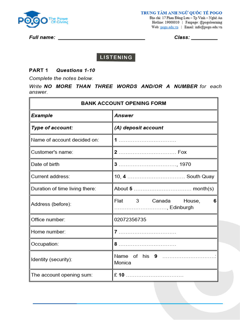 Bank Account Opening Form Guide | PDF
