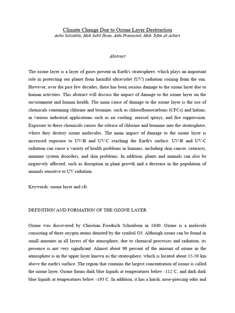 Climate Change Due to Ozone Layer Destruction | PDF | Ozone Depletion ...