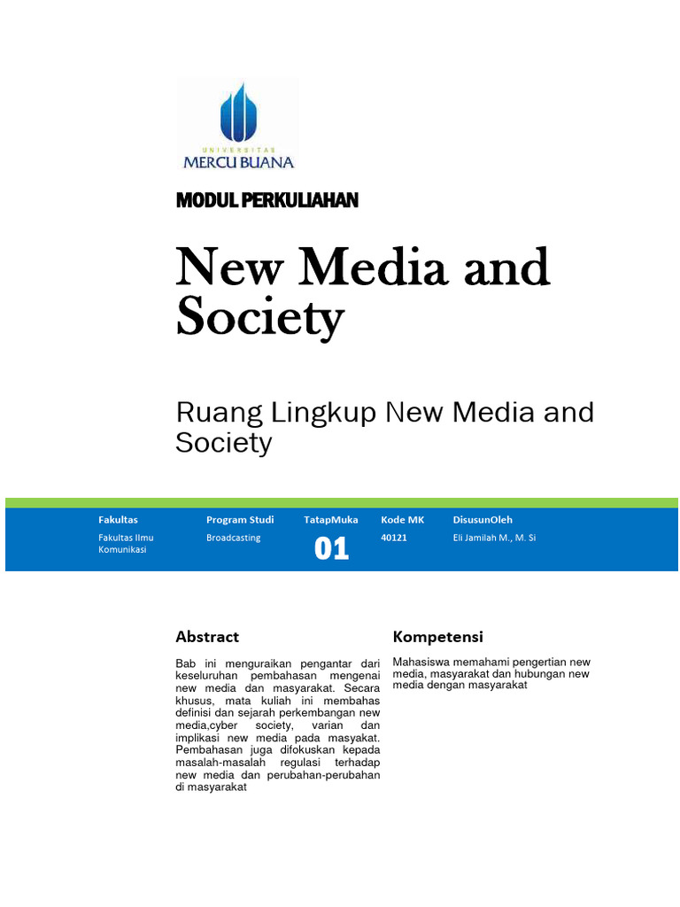 Modul perkuliahan new media and society pdf