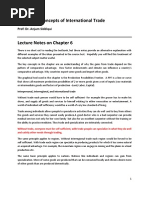Lecture Notes On Absolute And Comparative Advantage Chapter 6 Pdf Comparative Advantage Trade
