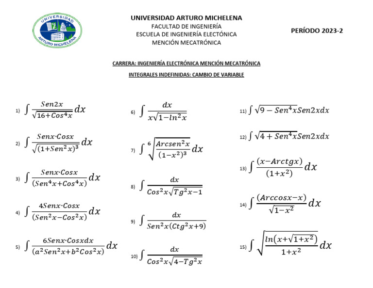 Integrales Por Cambio de Variable Uam | PDF