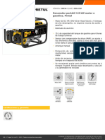 Generador Portátil 2.8 KW Motor A Gasolina, Pretul: CÓDIGO: 26034 CLAVE: GEN-25P