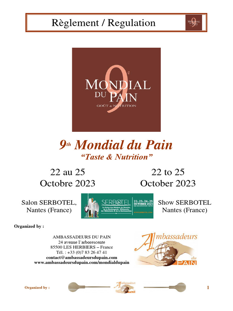 Regulation 9th World of Bread Contest 2023 (2023!06!16) | PDF