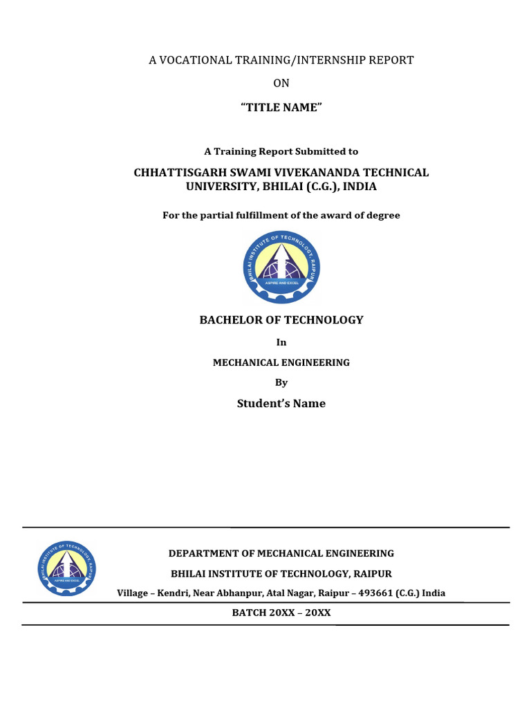 Vocational Training Report Template | PDF | Writing | Graphic Design