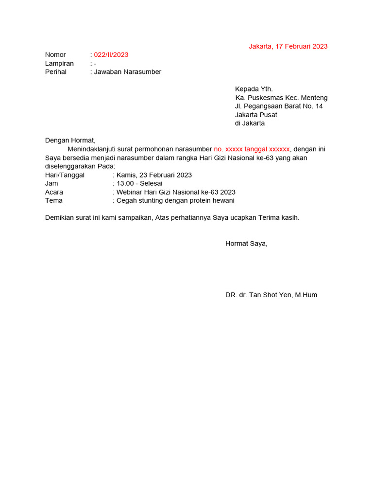 Balasan Surat Narasumber | PDF